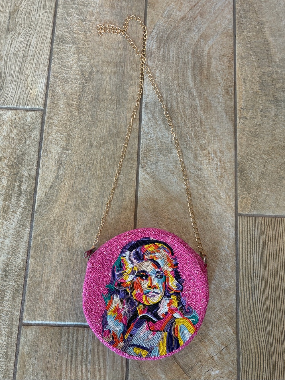 Tiana Designs Dolly Parton Beaded Pink Crossbody Bag - Picture 2 of 5